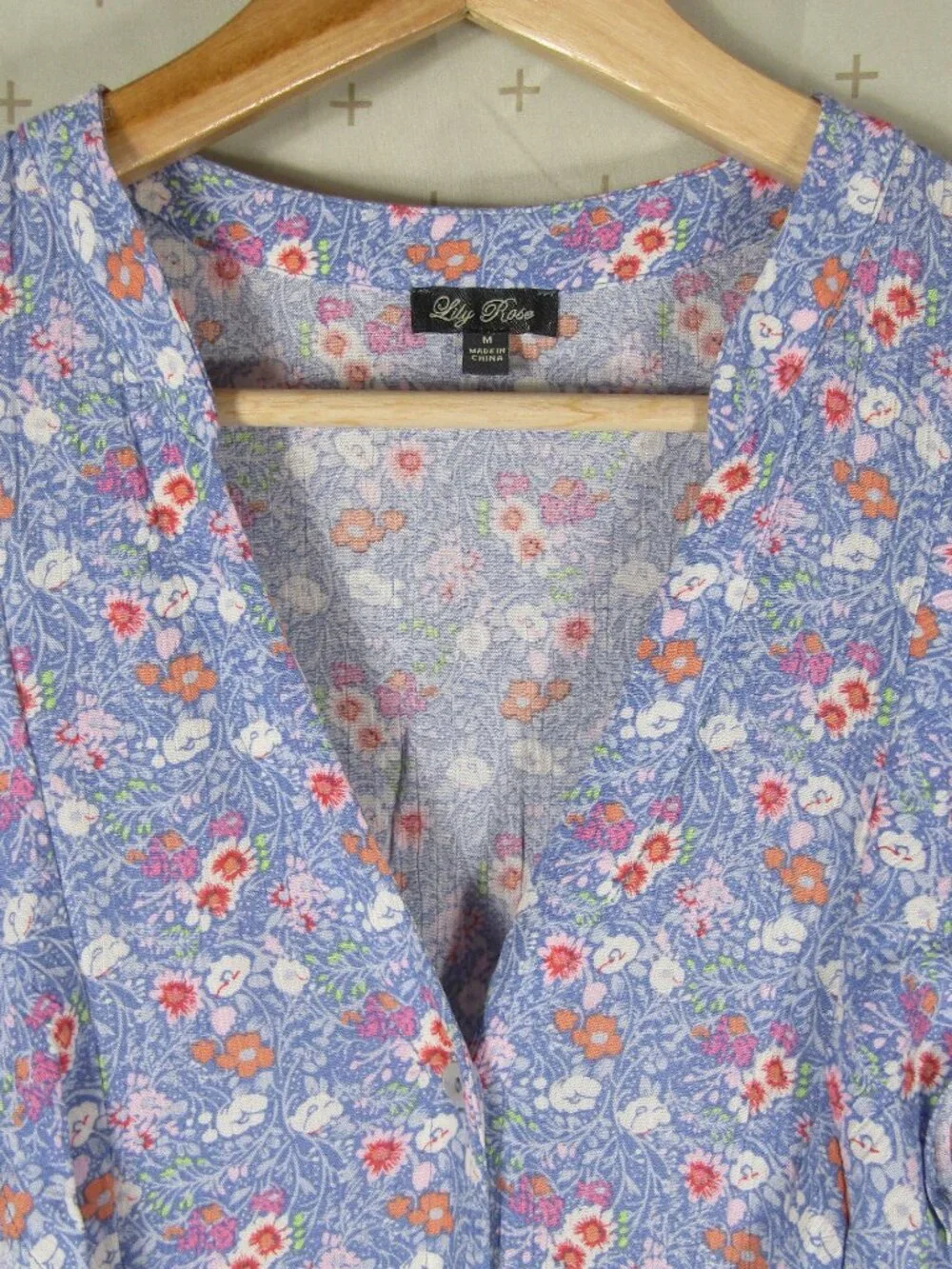 Lily Rose Blue Floral Sleeveless Romper Women's size Medium Boho Summer Garden